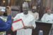 INEC presents Certificates of Return to the Governor-elect of Edo State, Senator Monday Okpebholo, and his running mate, Dennis Idahosa