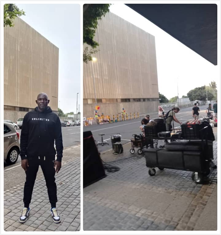 Ibrahim Kegbegbe, a Nigerian journalist, at the scene where Hollywood actors shot a movie scene in Cape Town.