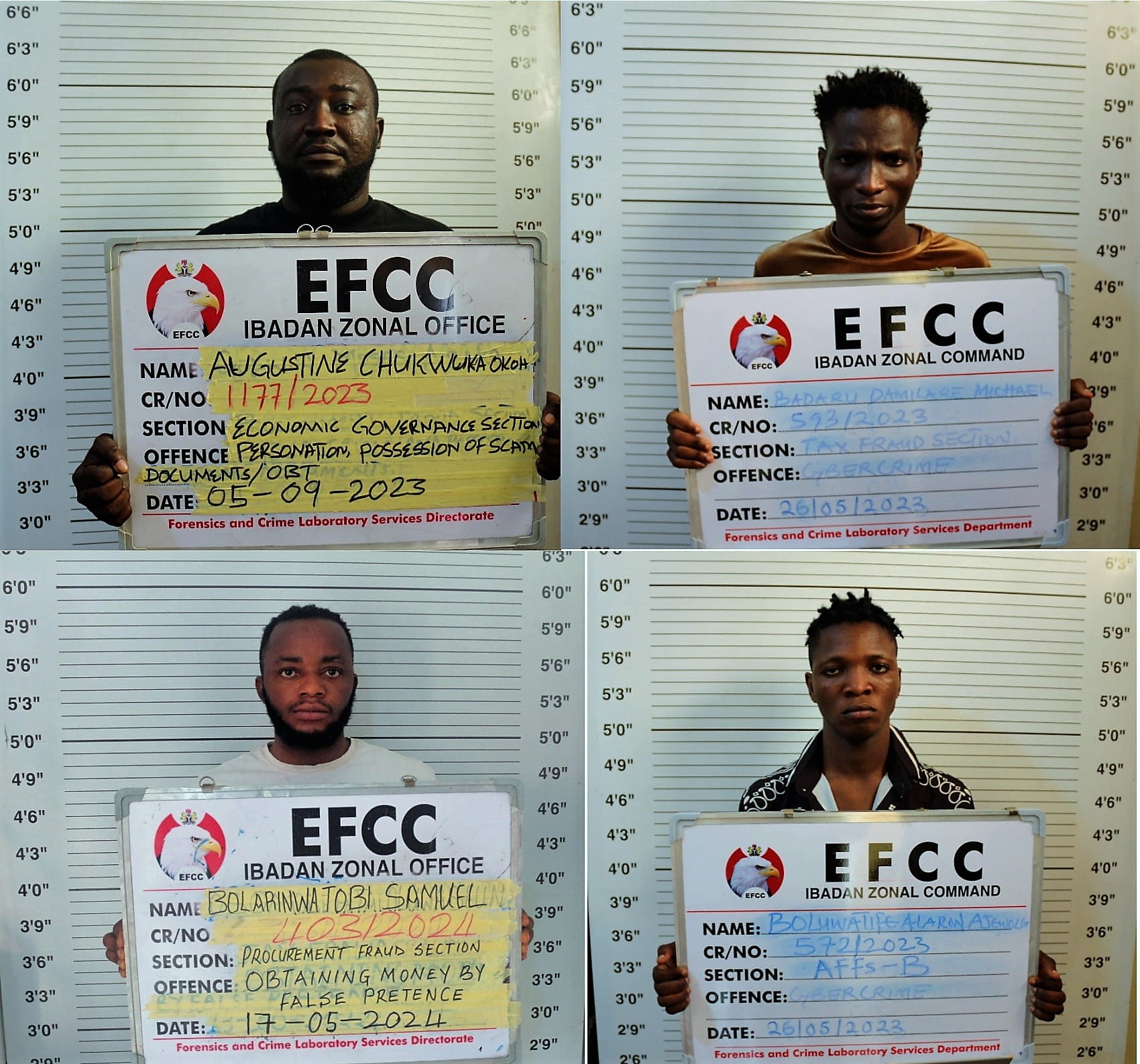 Courts jail two siblings, 33 others after they pleaded guilty to charges bordering on involvement in internet fraud in Ibadan, Oyo State.