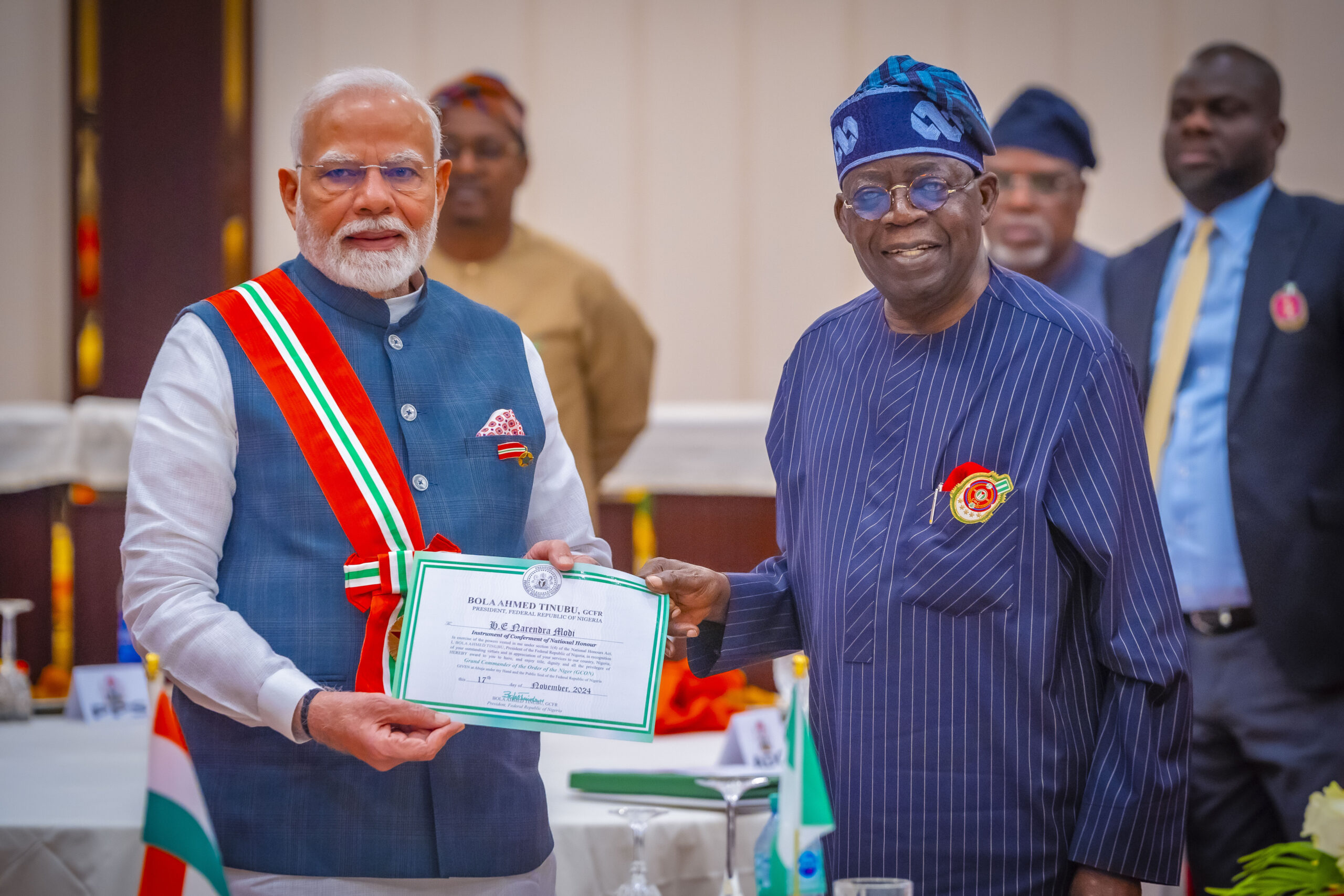 The Indian community in Nigeria expresses happiness over conferment of prestigious GCON award on PM Narendra Modi by President Bola Tinubuo