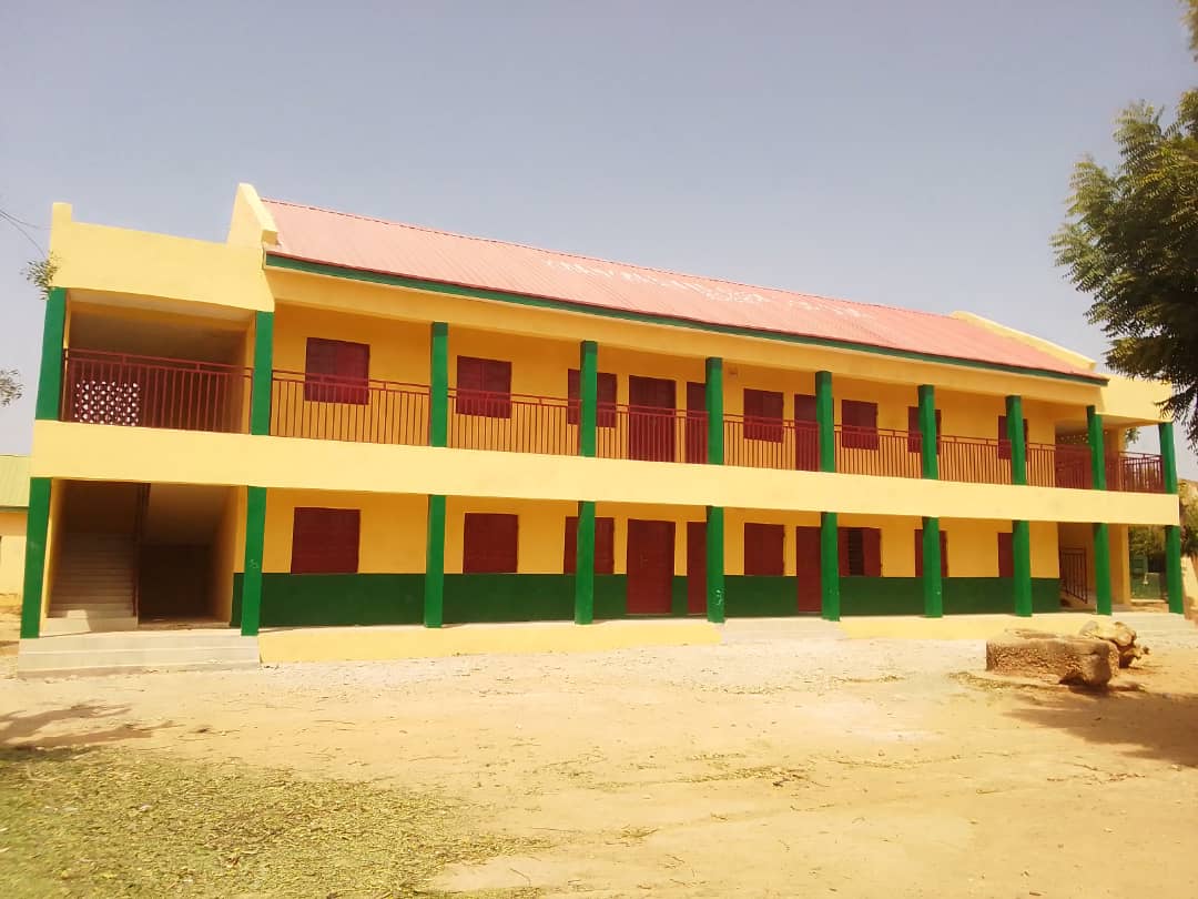 completed two-storey modern class room block built by Governor Yusuf's administration. The buildings are being erected in all primary and secondary schools across Kano state as part of interventions for state-of-emergency on education declared by the Governor Yusuf