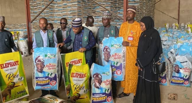 One person was arrested, while 28 trucks of allegedly diverted bags of rice sent to Kano by FG as palliatives were intercepted on Tuesday
