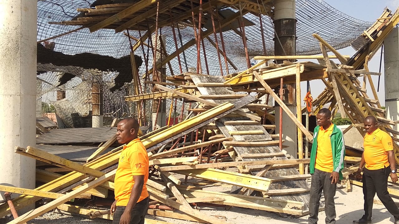 Four workers sustained minor injuries as segment of a building belonging to Samsung under construction collapses at Wuse 2, Abuja