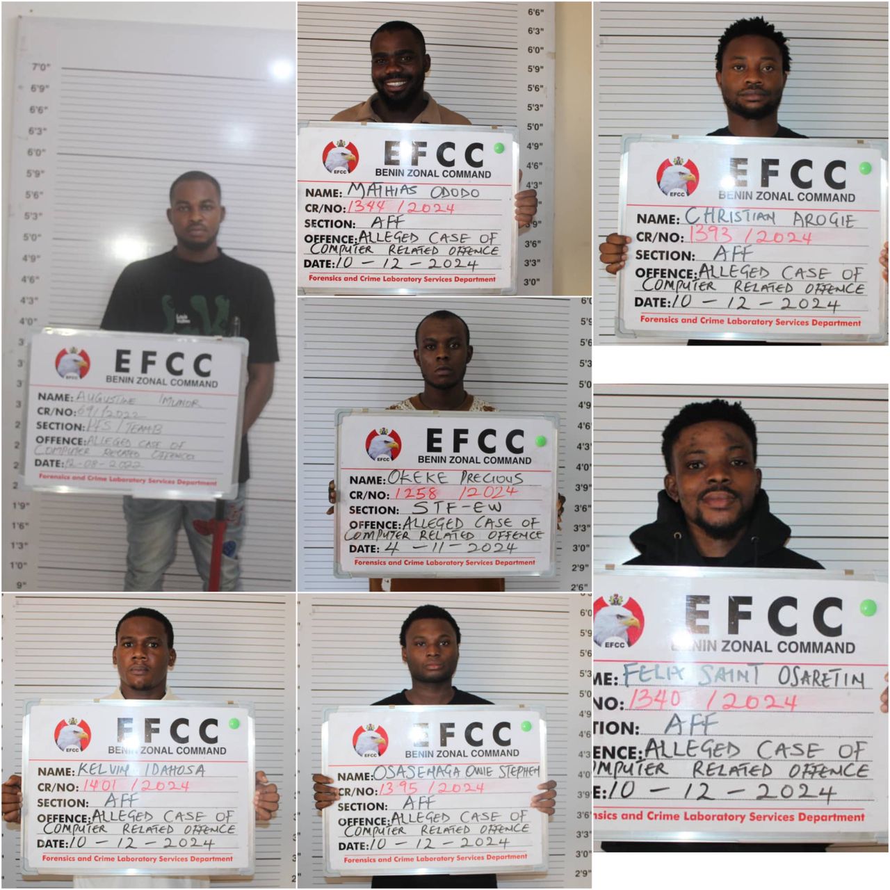 Seven people arrested for internet fraud have been jailed in Asaba and Benin after they pleaded guilty to charges filed against them by EFCC.