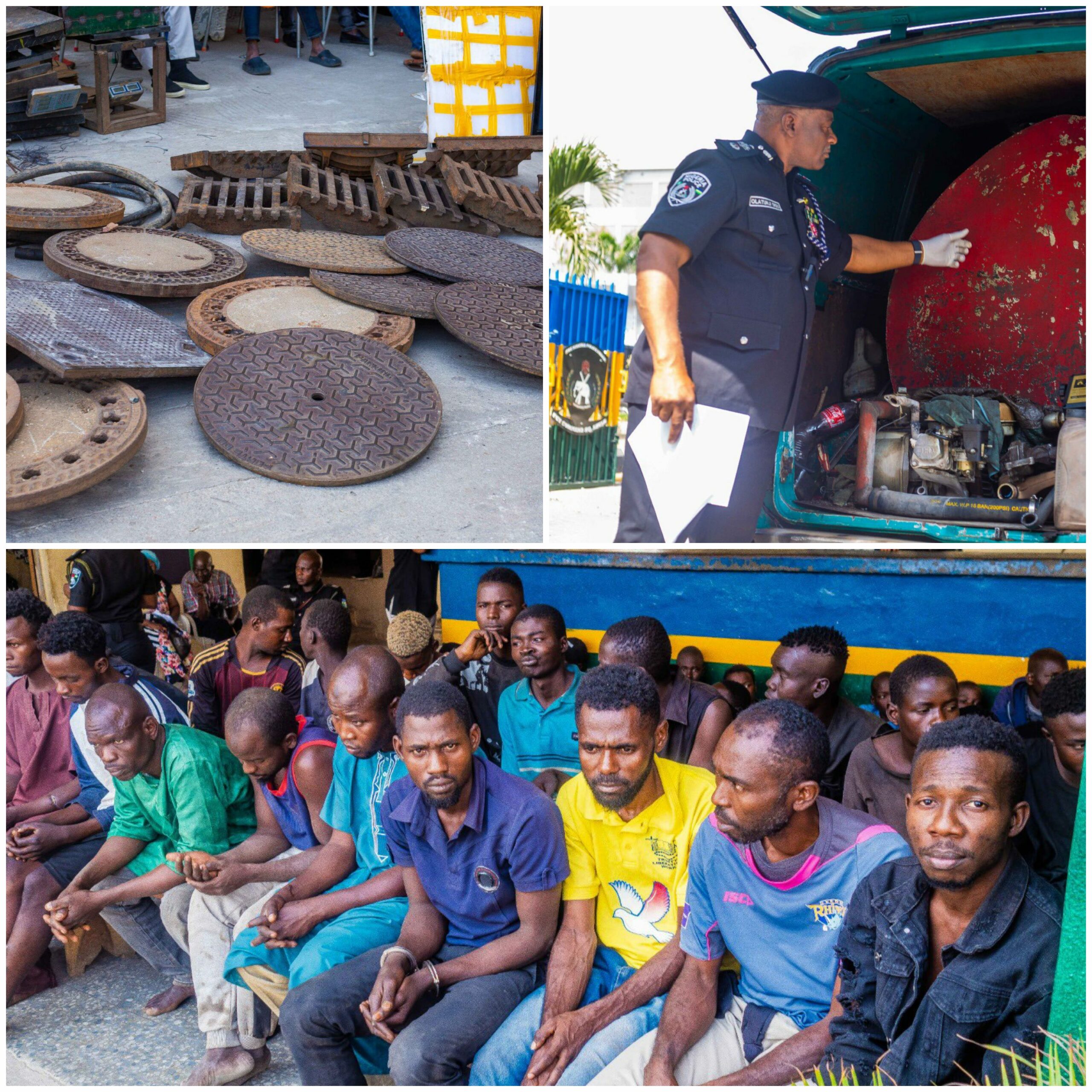 Police arrest 50 suspects allegedly involved in vandalism of public infrastructure and massive theft of manhole covers within FCT