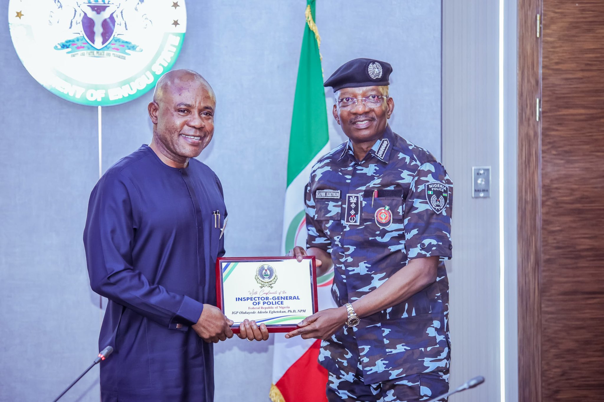 IGP Kayode Egbetokun commends Gov. Peter Mbah for his efforts to secure lives and property in Enugu and delivery of dividends of democracy