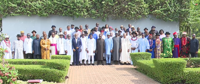 President-Bola-Tinubu-shortly-after-a-meeting-with-leaders-of-the-Ogoni-people-at-Aso-Villa-as-part-of-efforts-to-resume-oil-activities-in-Ogoniland-Rivers-768×323