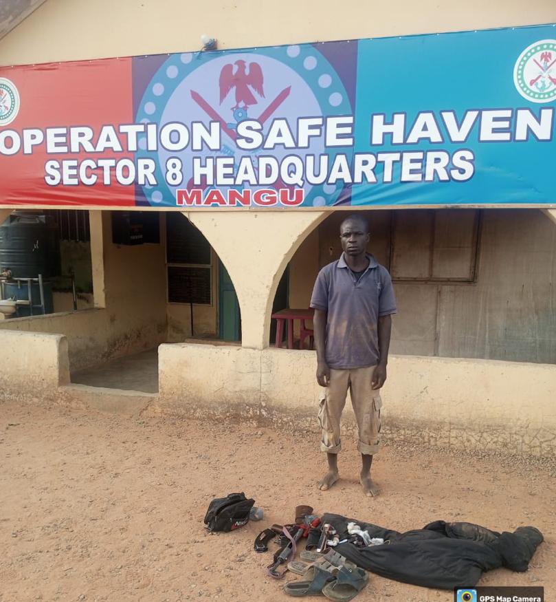 Troops nab notorious cultist identified as Fidelis Adamu and Nashak Wilson, an alleged member of criminal syndicate in Plateau State.