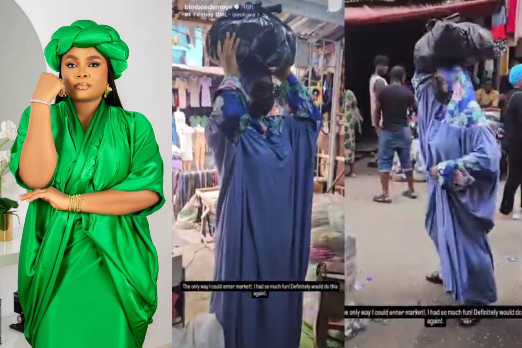 VIDEO: Actress Bimbo Ademoye goes undercover to shop at market