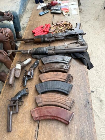 An-arms-cache-recovered-by-police-operatives-during-a-raid-on-a-kidnappers-hideout-in-Rivers-on-Tuesday