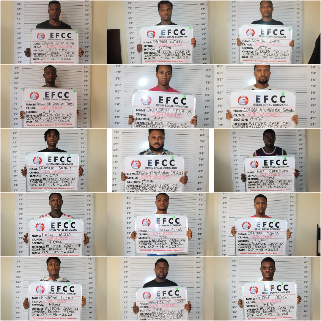 Courts jail 29 suspects arrested for internet in Benin City, Edo State after they pleaded guilty to charges filed against them by the EFCC.