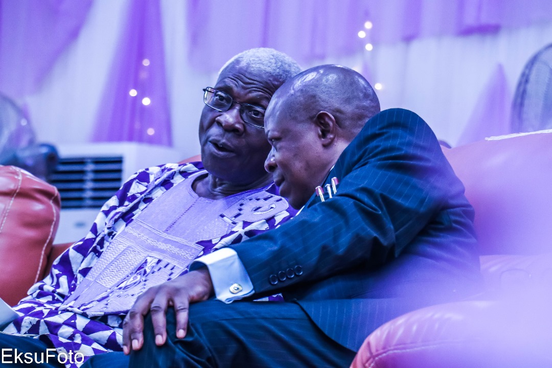 Prof. Niyi Osundare and Prof. J.B Ayodele, Vice-Chancellor, EKSU