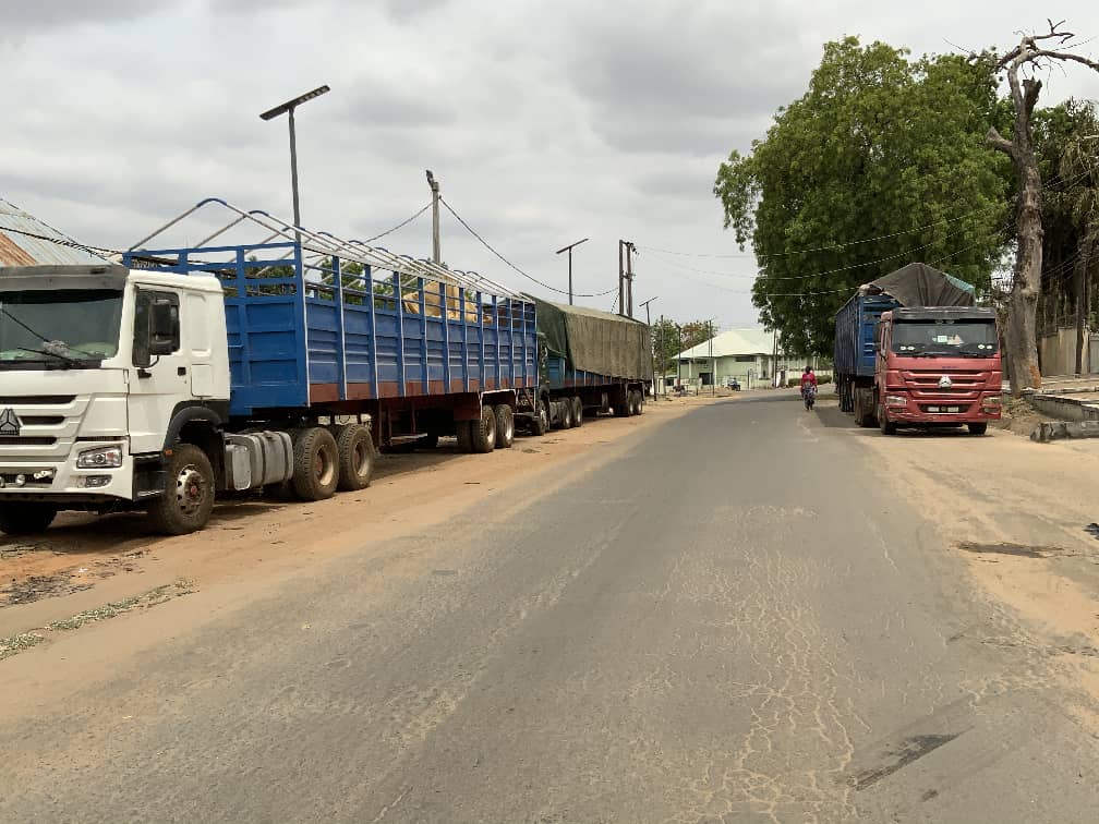 Trucks carrying the minerals