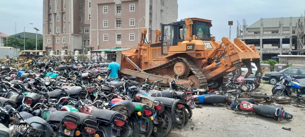 he Directorate of Road Traffic Services (DRTS), Federal Capital Territory Administration (FCTA) on Tuesday, crushed 601 motorcycles impounded for violating traffic rules.