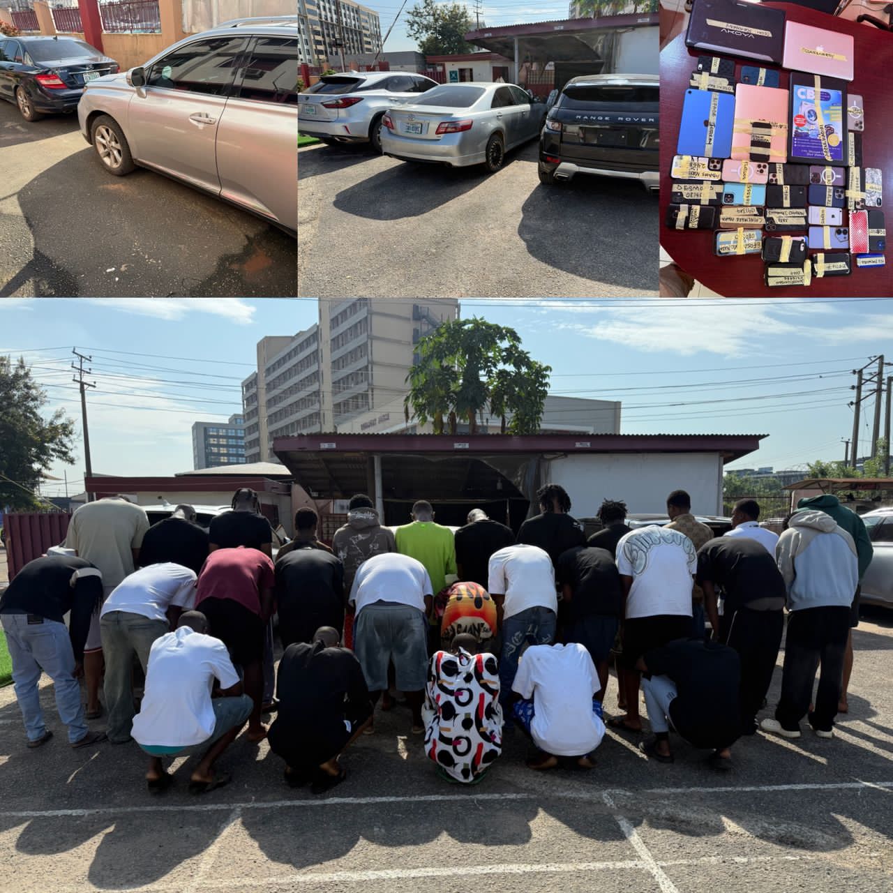 EFCC operatives arrest 28 suspected internet fraudsters, recover five exotic cars at different locations in Benin City, Edo State.