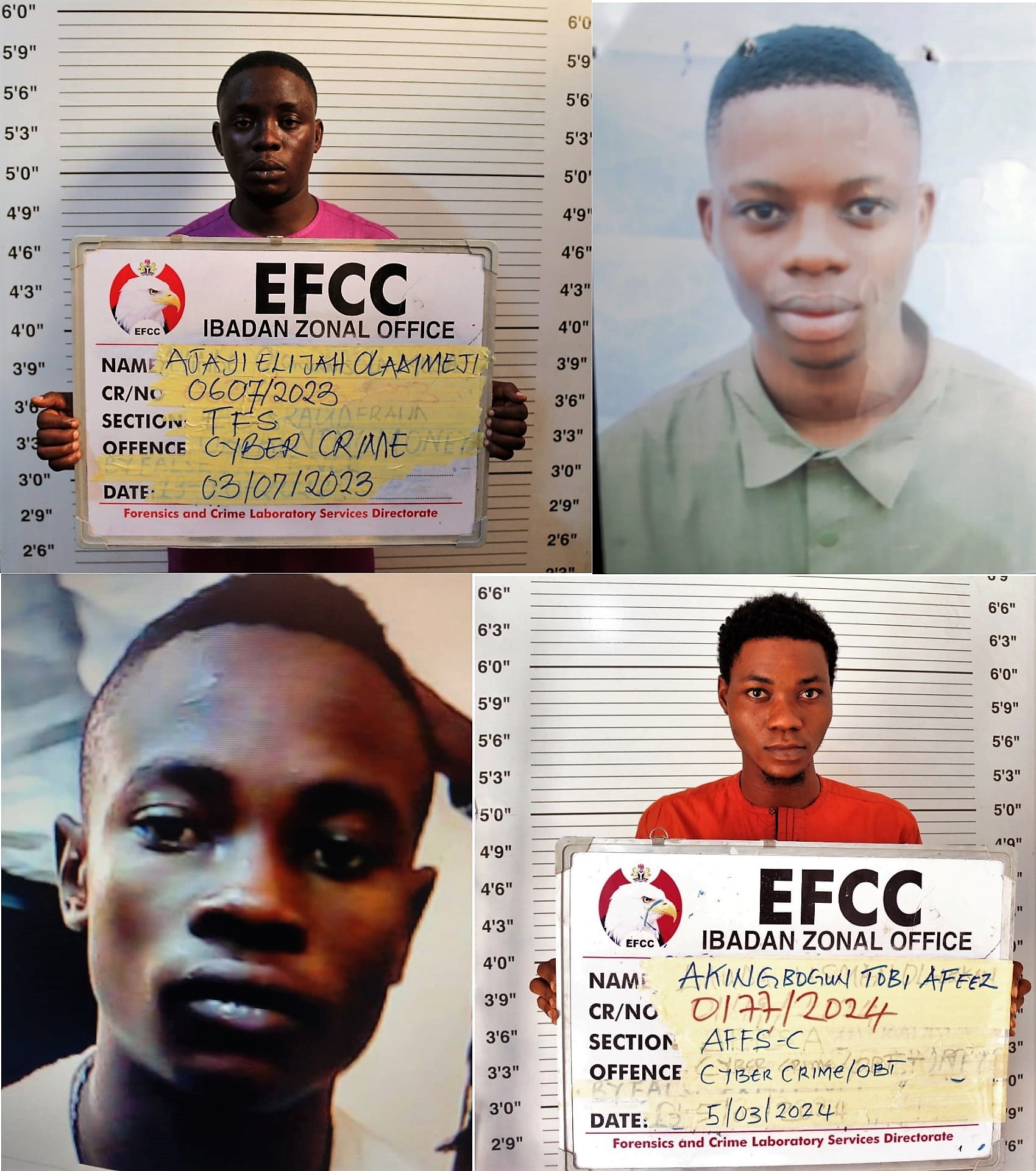 Courts jail 32 internet fraudsters in Oyo and Osun States after they pleaded guilty to charges bordering on fraud filed against them by EFCC