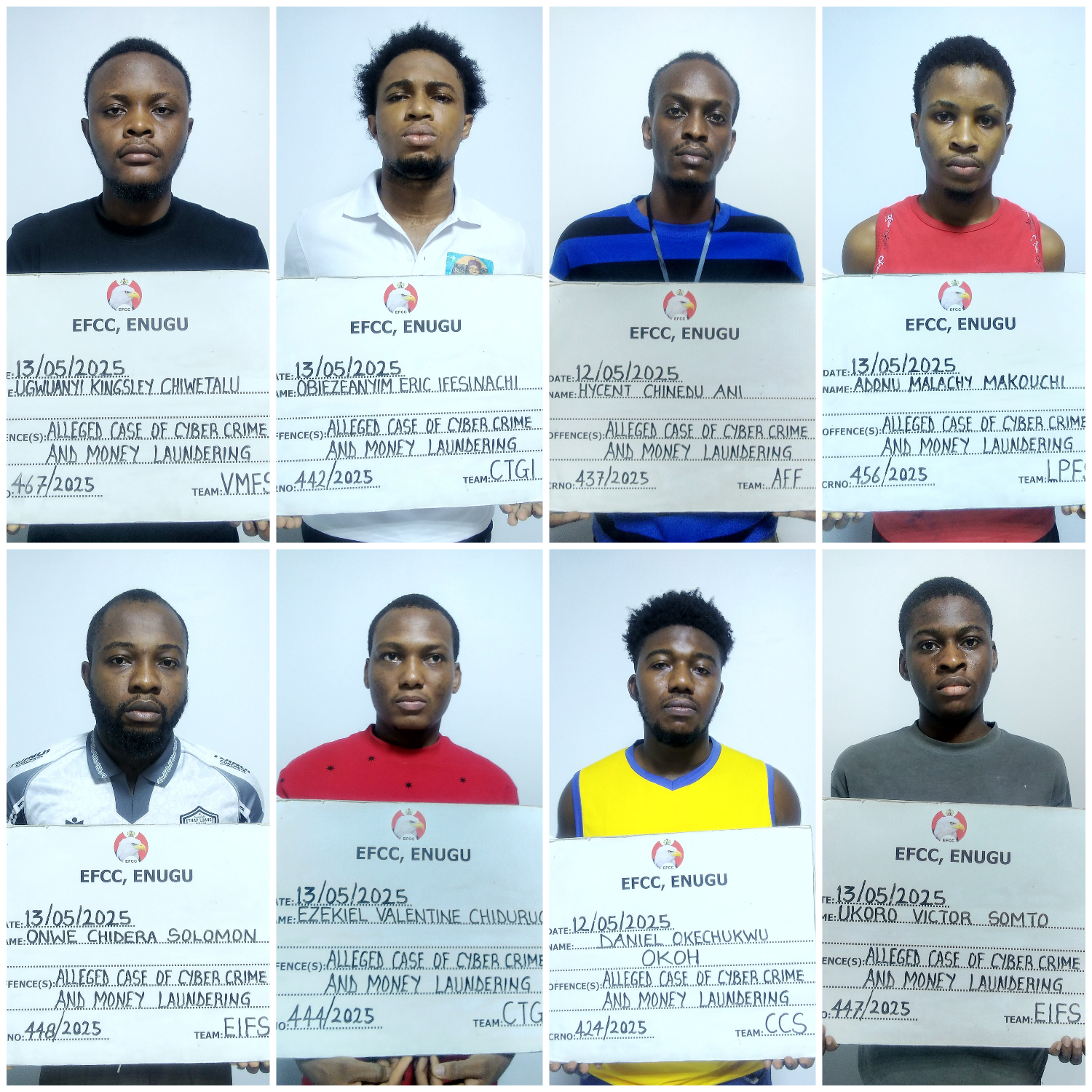 Court jails nine internet fraudsters after they pleaded guilty to offences bordering on cybercrime before filed against them by EFCC
