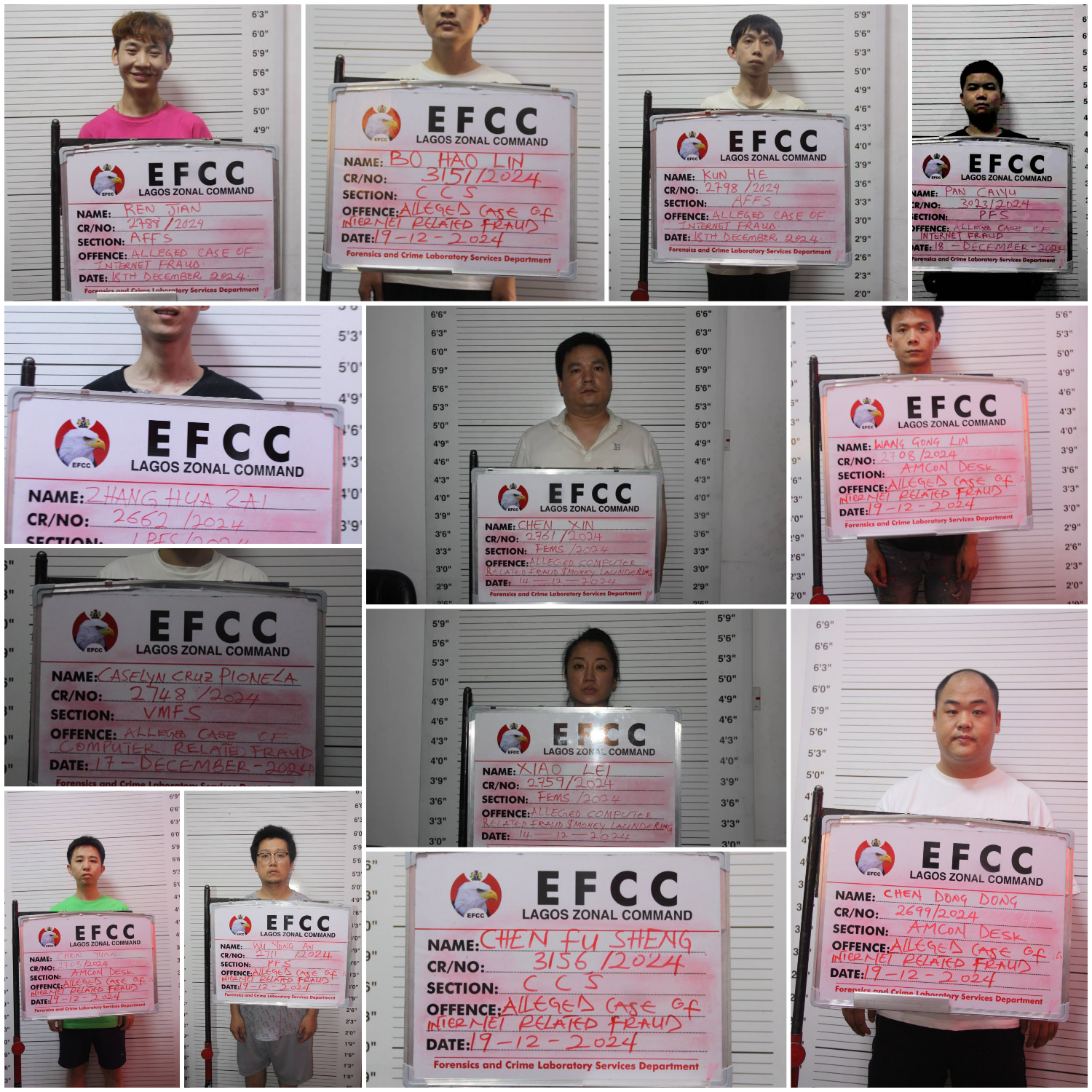 Nigerian federal courts jail 15 Chinese, 2 Filipinos and one Pakistani after they pleaded guilty to cyber-terrorism, internet fraud offences