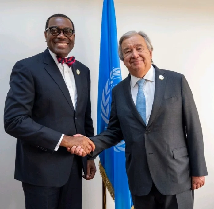 UN Secretary-Gen. António Guterres praises AfDB Group President, Akinwumi Adesina, for his contributions to Africa's economic transformation