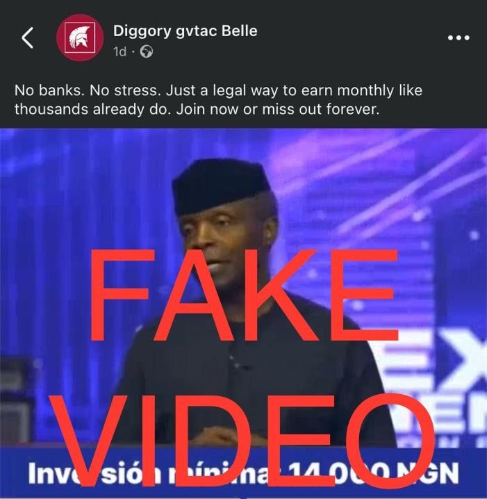 Ex-V-President Yemi Osinbajo raise alarm about activities of fraudsters using him to advertise their products in AI generated videos