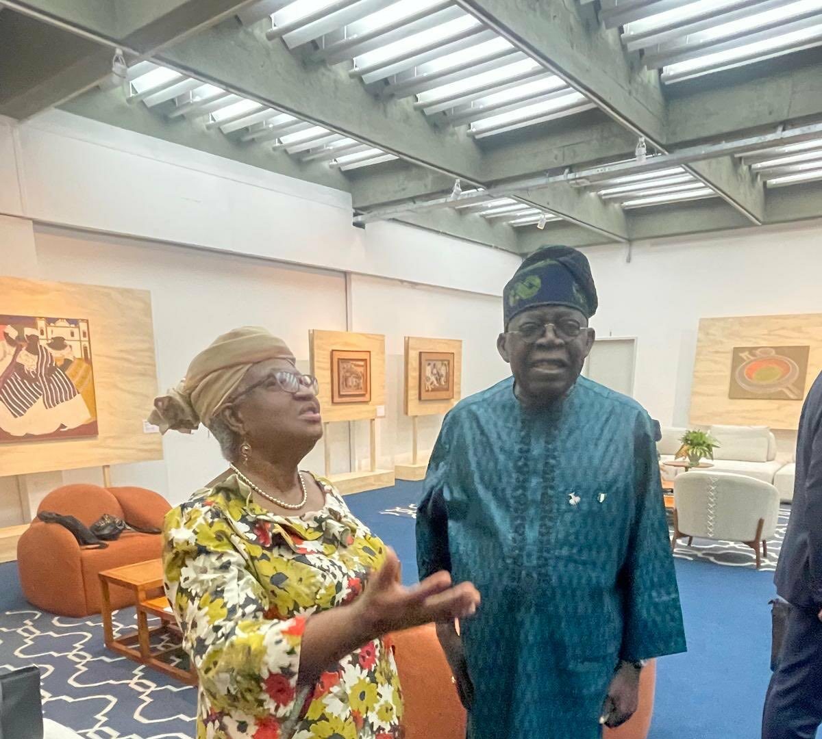 President Bola Tinubu meets Dr Ngozi Okonjo-Iweala, a former Nigerian finance minister and the current DG of WTO at 17th BRICS Summit.