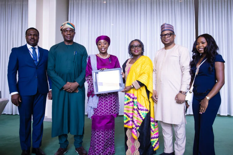 Maryam with some top Nigerian diplomats during her designation at the UN Headquarters in New York (Photo: Tiamiyu Prudence Arobani/NAN)
