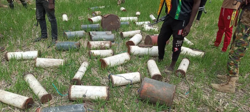 Army confirms recovery of 56 improvised explosive devices (IEDs) planted by suspected ISWAP terrorists on the Marte–Dikwa bridge in Borno.