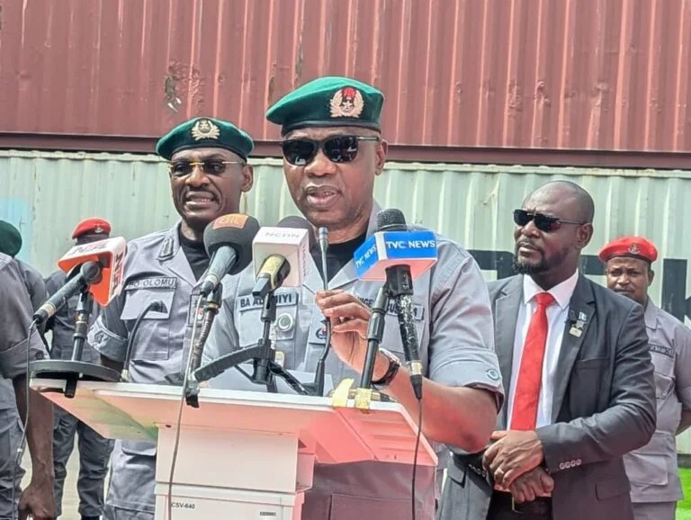 Customs boss, Bashir Adeniyi hands over intercepted containers of pharmaceutical, other counterfeit substances worth N9.23bn NAFDAC