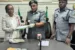 An official of EFCC, Mrs Amachree Ibinabi; Customs Area Controller, Muritala International Airport command, Comptroller, Effiong Harrison, and the Deputy Comptroller of Customs Anti Money Laundering and Countering, Mas’ud Salihu, during the handover of $29,000 due to false declaration