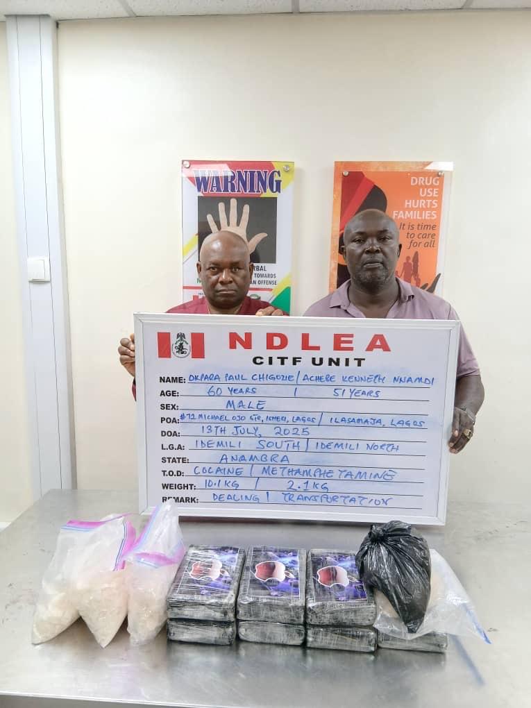 NDLEA arrests wanted drug kingpin with 11.6kg cocaine, meth