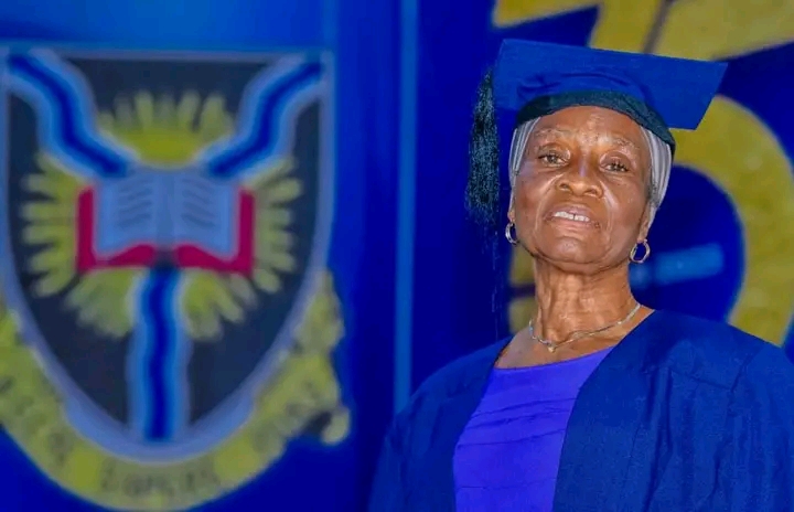 69 year-old Kate Bosede Akomolafe, was among students who were matriculated into University of Ibadan Distance Learning Center