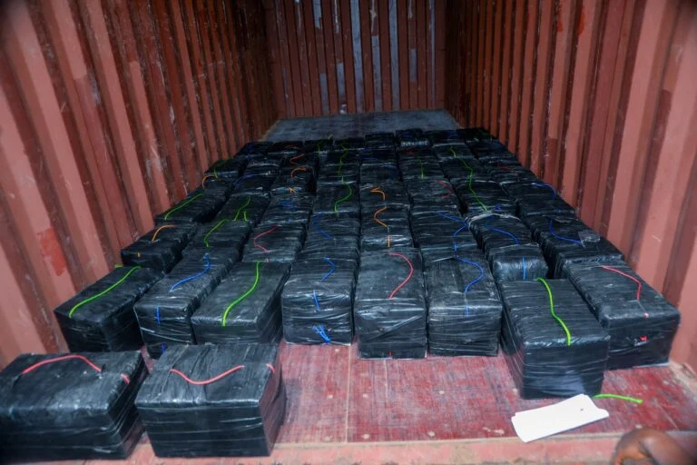 Customs hands over a container of intercepted cocaine, valued at N29.4billion to officials National Drug Law Enforcement Agency in Lagos.