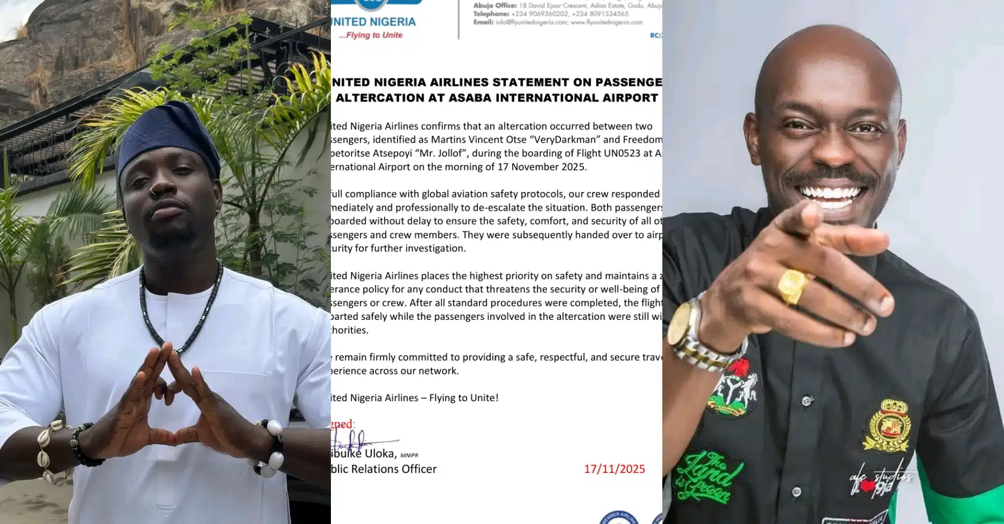 VDM vs Mr Jollof: United Airlines releases official statement