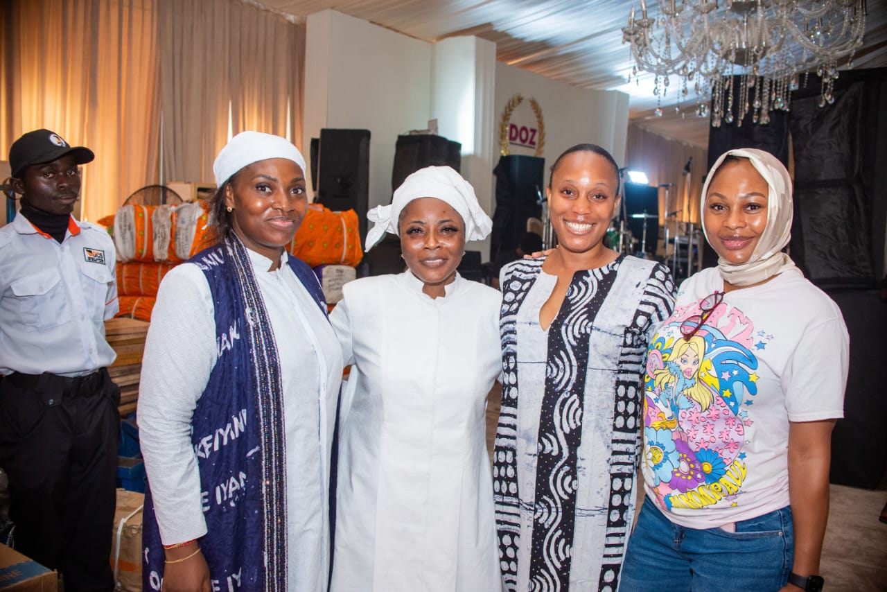 Prophetess Funmilola Lucas with some beneficiaries of the empowerment programme