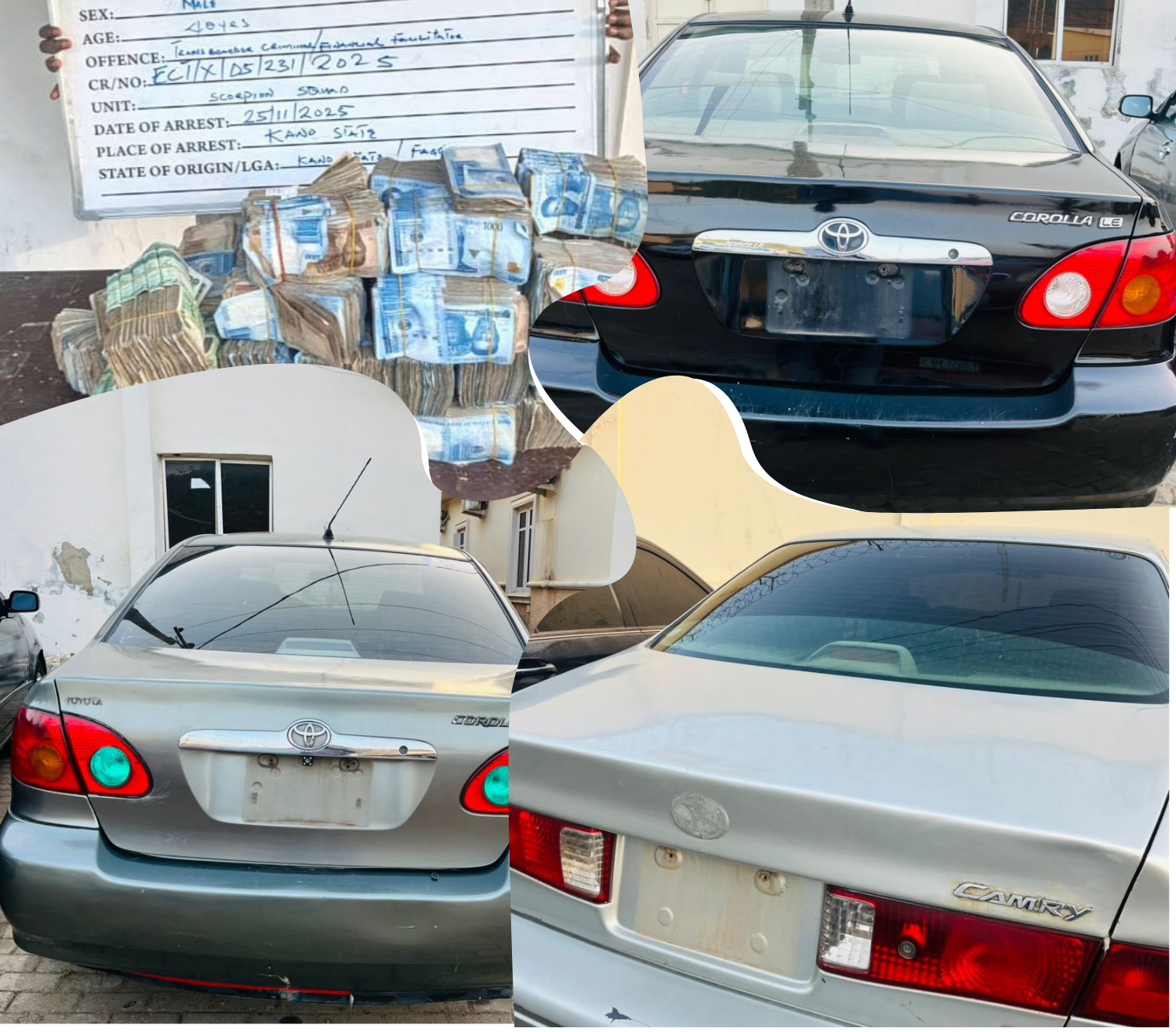 FCT Police said receiver of vehicles, Alhaji Jazuli Adamu, was arrested in Kano with ₦15.2m intended for the latest batch of stolen vehicles.