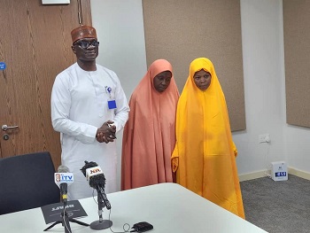 The National Security Adviser (NSA), Mallam Nuhu Ribadu, on Friday handed over two wives abducted from their home at Kwanar Dangora in Kiru Local Government Area of Kano State about four months ago to their husband.