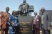 Yemisi Shyllon, Dr Abosede Bamire, Lasisi Olagunju and others at the site of the statue