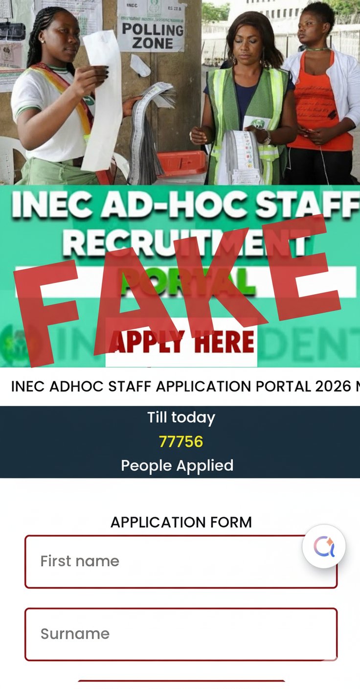 INEC advised anyone who has already registered on the fake portal to discontinue immediately and reapply through its authentic links