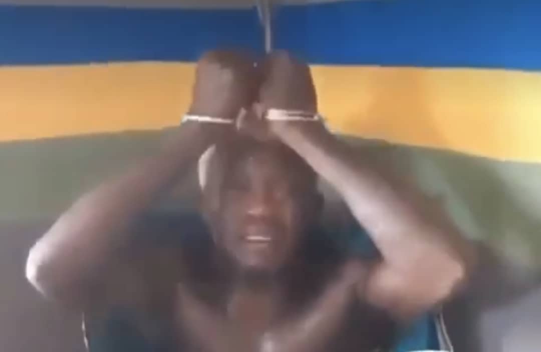 Portable, who was seated on a chair handcuffed was shown in the video pleading tearfully in a police station in Ogun State