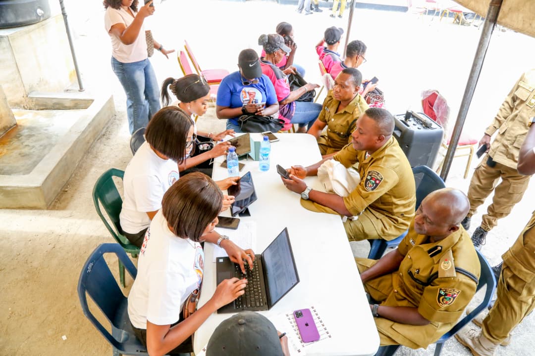 Assistant Commander General Narcotics, Lagos State Strategic Command, NDLEA Mr. Abubakar liman Wali and Senior Special Assistant to the Governor on Transportation and Logistics Hon. Hassan Adekoya during the flag-off of free eye screening and corrective lenses for NDLEA officers in Lagos.