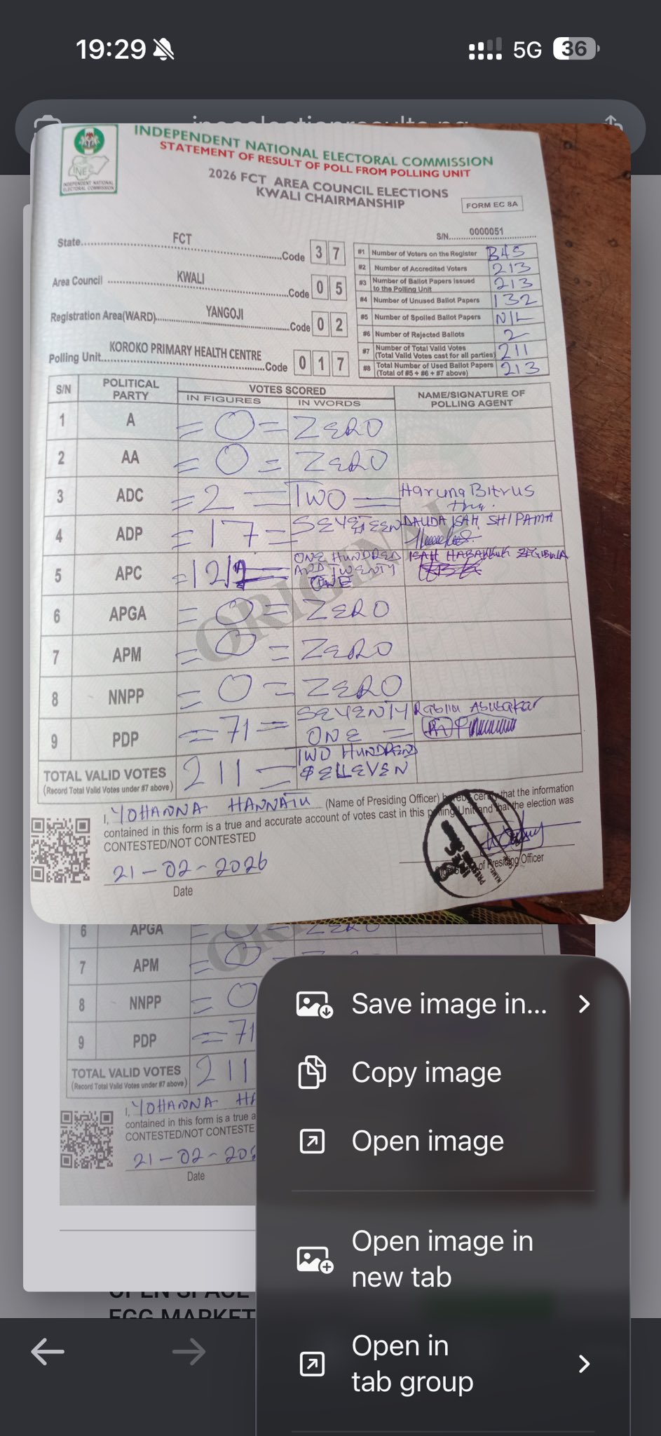 INEC reacts to alleged manipulation of result sheet of Kuroko Health Centre polling unit in Yangoji Ward, Kwali in FCT Area Council election