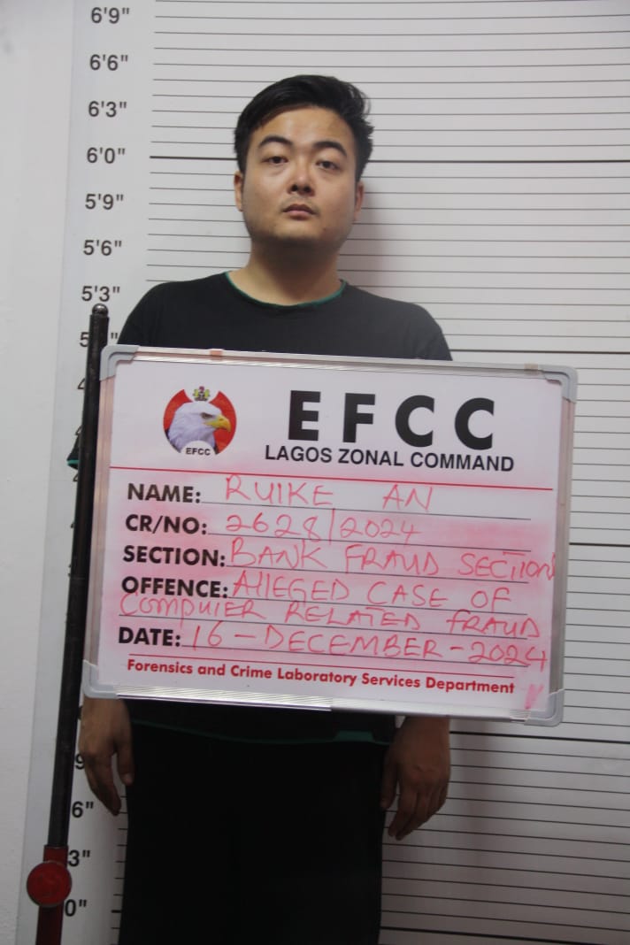 The two Chinese among a syndicate of 792 fraudsters arrested for cryptocurrency, investment and romance fraud by EFCC operatives in Lagos