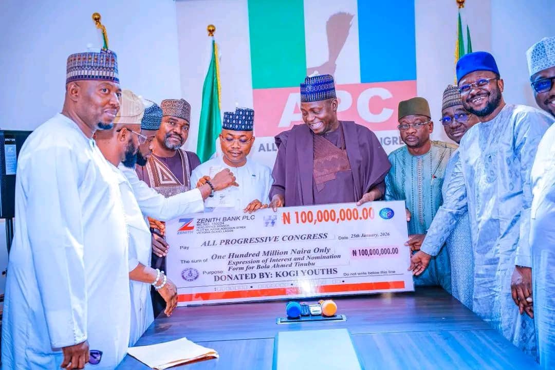 Tinubu's reelection: Kogi presents N100m nomination cheque to APC