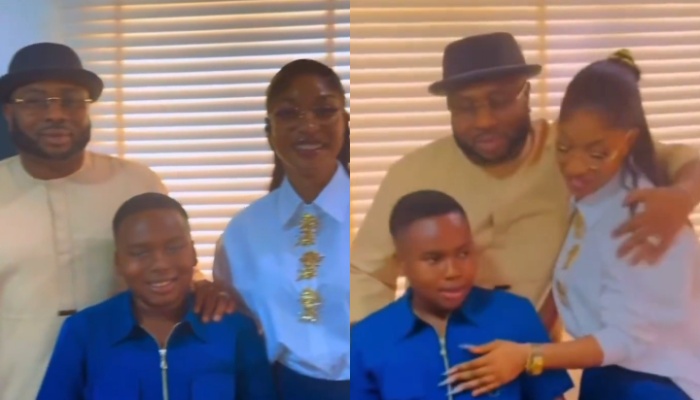 Churchill finally reunites with ex=wife Tonto Dikeh, son