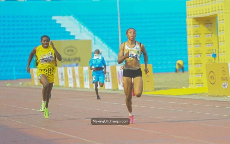 Miracle Ezechukwu produces the fastest Junior Girls’ 100m time at MTN CHAMPS Season 4 to reach the World U-20 qualifying mark.