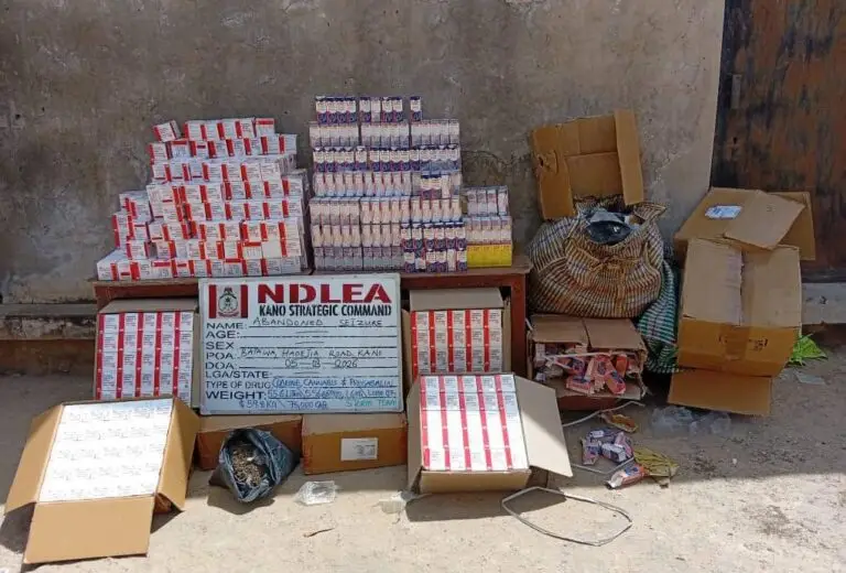 NDLEA declares suspect wanted over 75,000 capsules of pregabalin, 556 bottles of codeine cough syrup and cannabis sativa intercepted in Kano.
