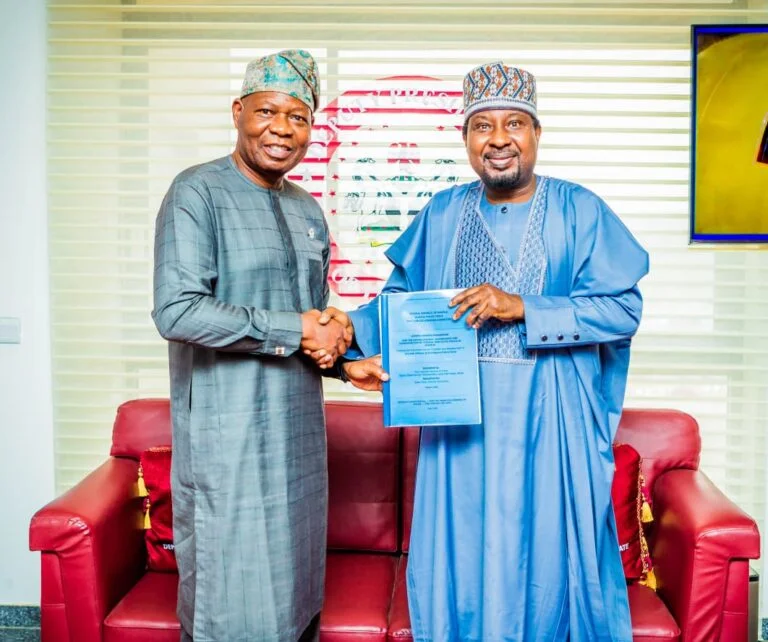 I-G Olatunji Disu submits framework for the establishment of state police to the Deputy Senate President, Jibrin Barau