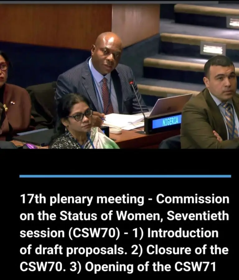 Nigeria dissociates from what it termed “controversial concepts and terminologies in the outcome document of the CSW70