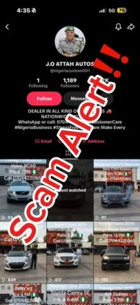 NCS warns of fake social media vehicle auction account