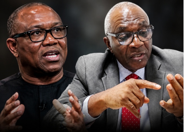 A collage of Peter Obi and Bayo Onanuga